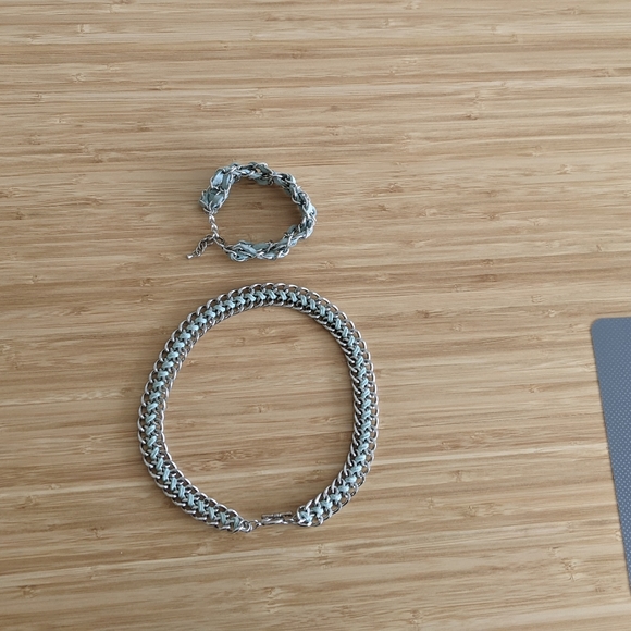 Necklace and bracelet Set - Gorgeous light blue leather - Picture 3 of 7